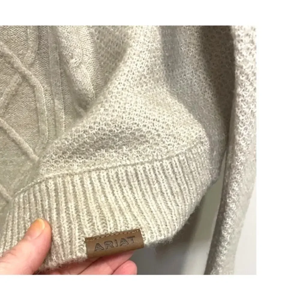 Ariat Women's Montara Wool Blend Cowl Neck Sweater Sz Small Oatmeal
